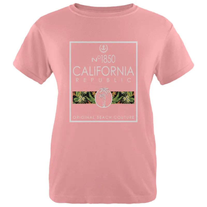 Floral Palm Tree Beach Couture California Republic Womens T Shirt sold by Old Glory