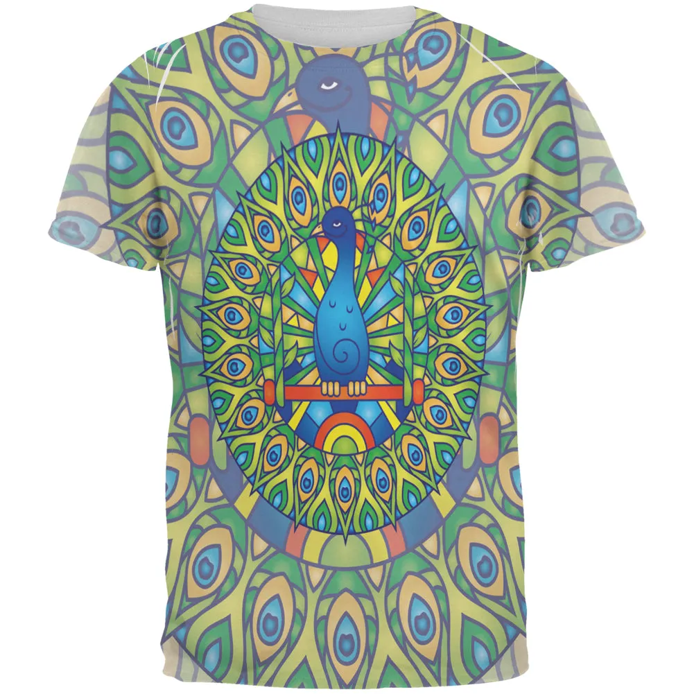 Mandala Trippy Stained Glass Peacock All Over Mens T Shirt sold by Old Glory