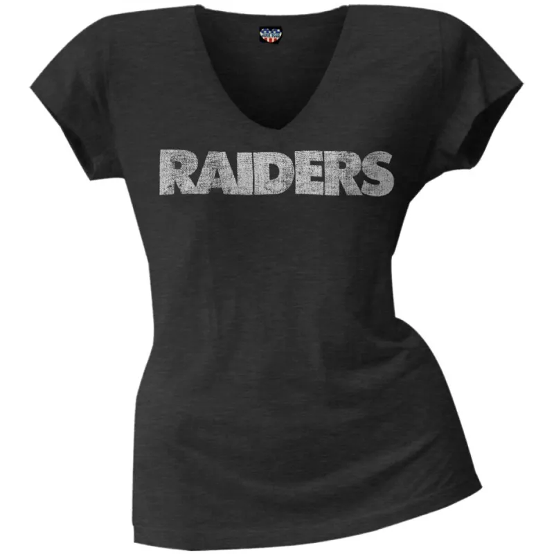 Oakland Raiders - Scrum Logo Juniors Premium V-Neck T-Shirt sold by Old Glory