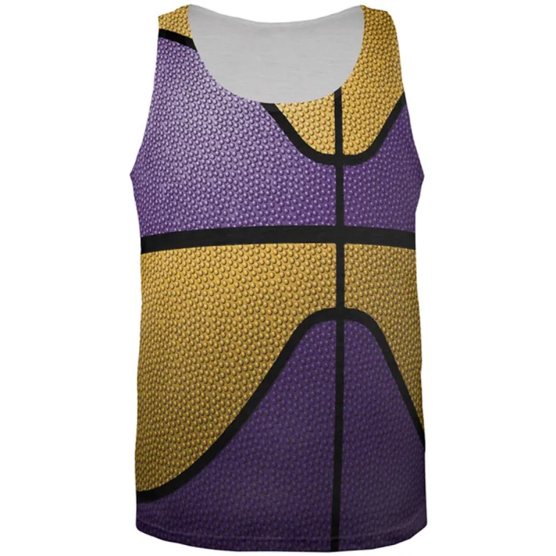Championship Basketball Purple and Gold All Over Mens Tank Top sold by Old Glory