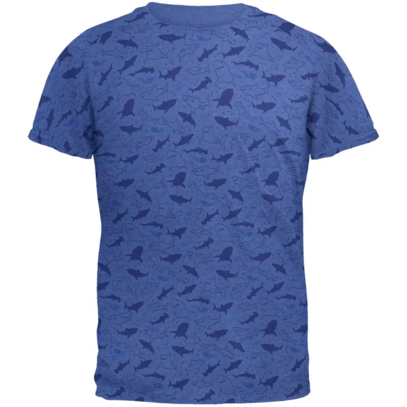 Shark Sharks Outline Repeat Pattern Mens Soft T Shirt sold by Old Glory