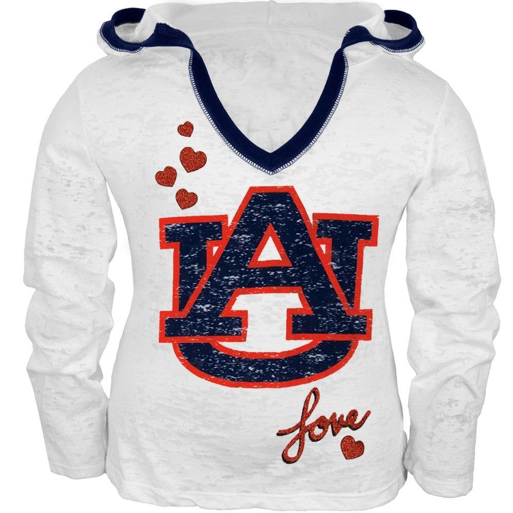 Auburn Tigers - Heart Girls Juvy Burnout Hooded Long Sleeve T-Shirt sold by Old Glory