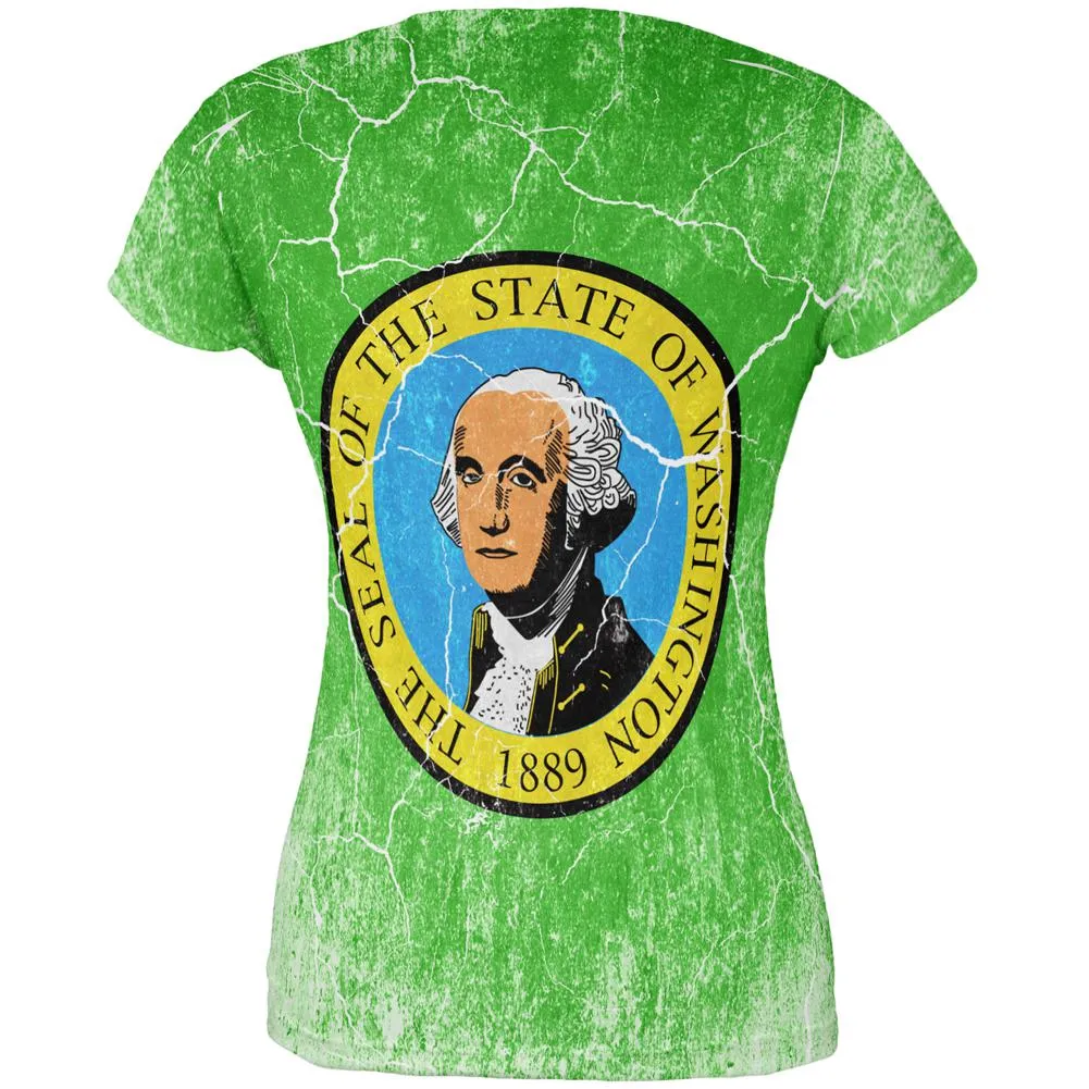 Washington Vintage Distressed State Flag All Over Juniors T Shirt sold by Old Glory product image thumbnail 2