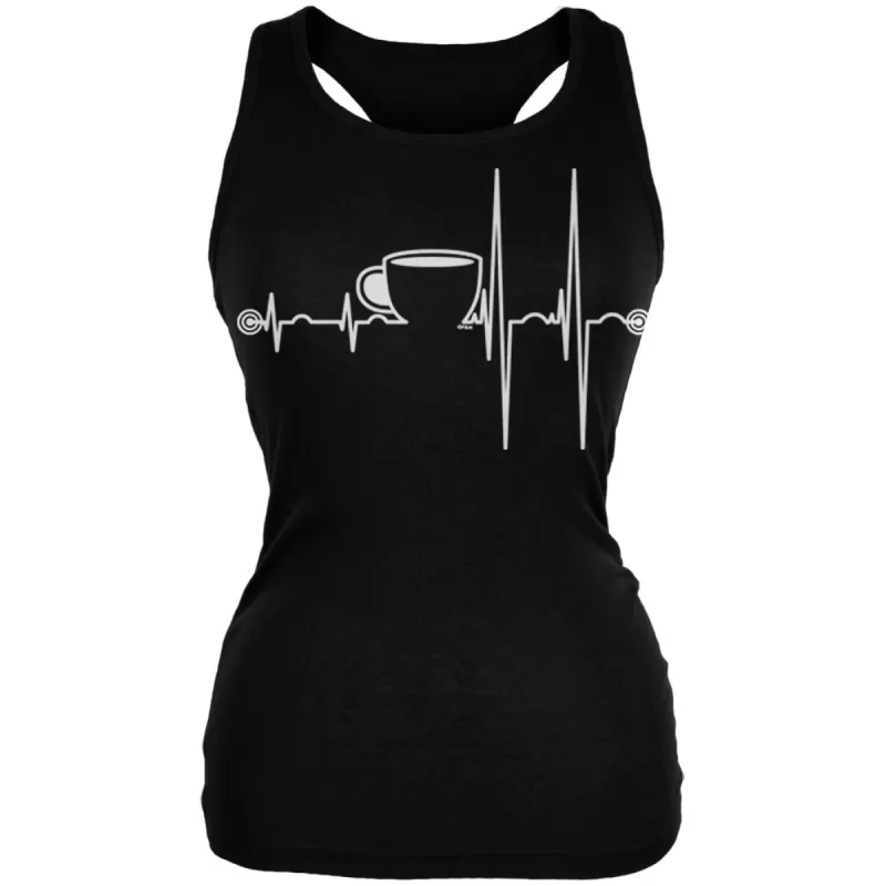 Coffee Cup Heartbeat Juniors Soft Tank Top sold by Old Glory
