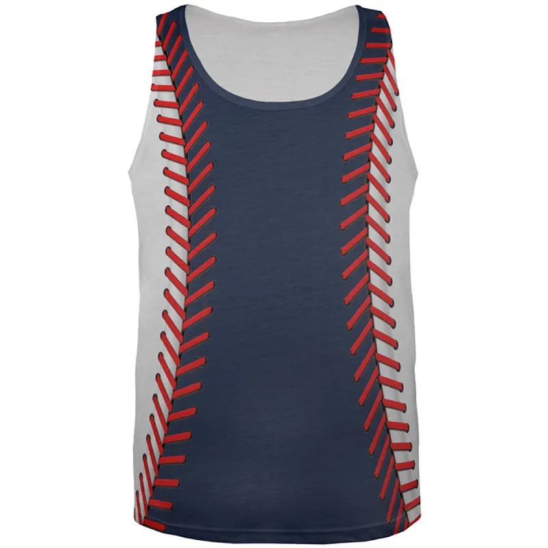 Baseball League Navy Blue and White All Over Mens Tank Top sold by Old Glory
