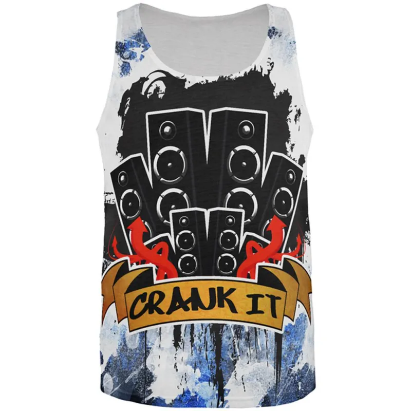 DJ Crank it to Eleven 11 Super Bass Speakers All Over Mens Tank Top sold by Old Glory