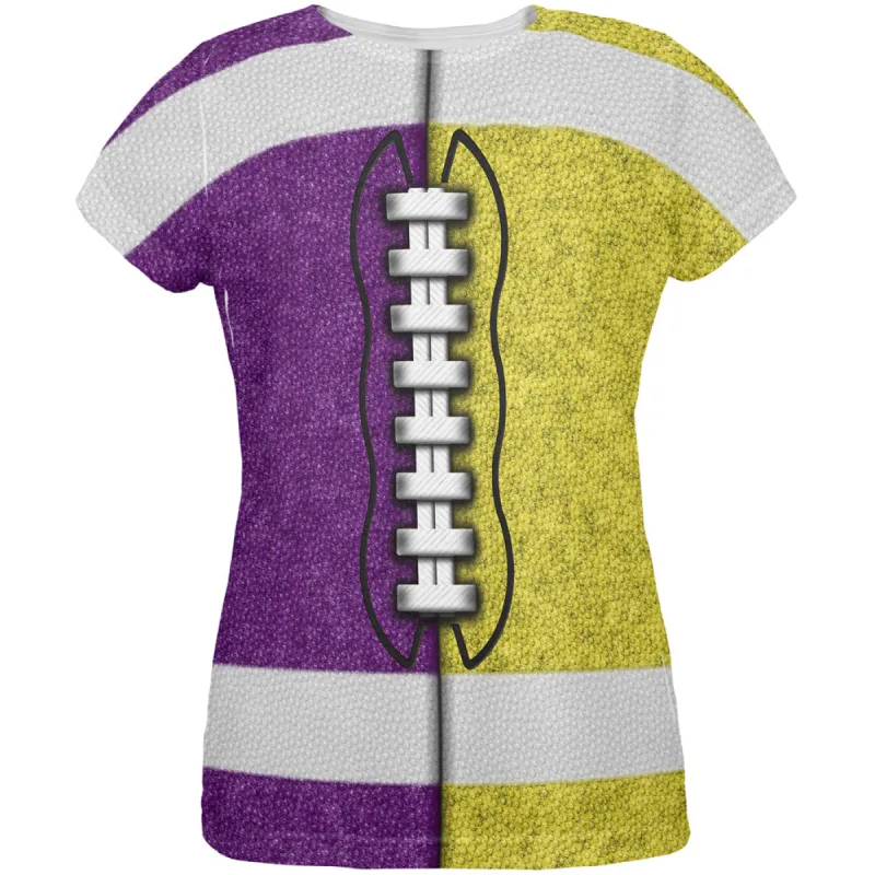 Fantasy Football Team Purple and Yellow All Over Womens T Shirt sold by Old Glory
