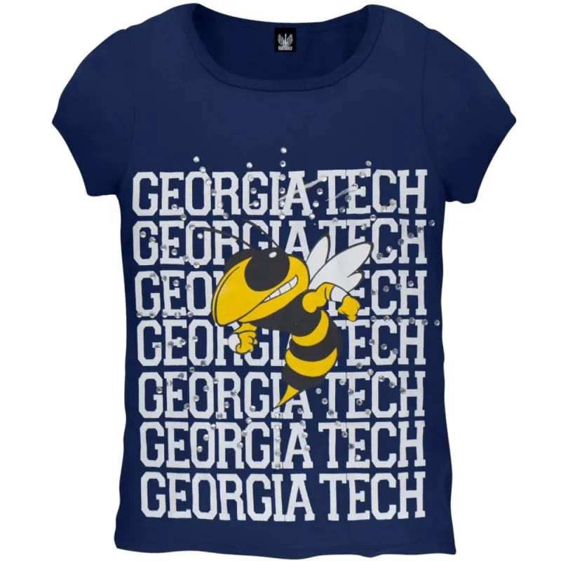 Georgia Tech Yellow Jackets - Rhinestone Ray Team Girls Youth T-Shirt sold by Old Glory