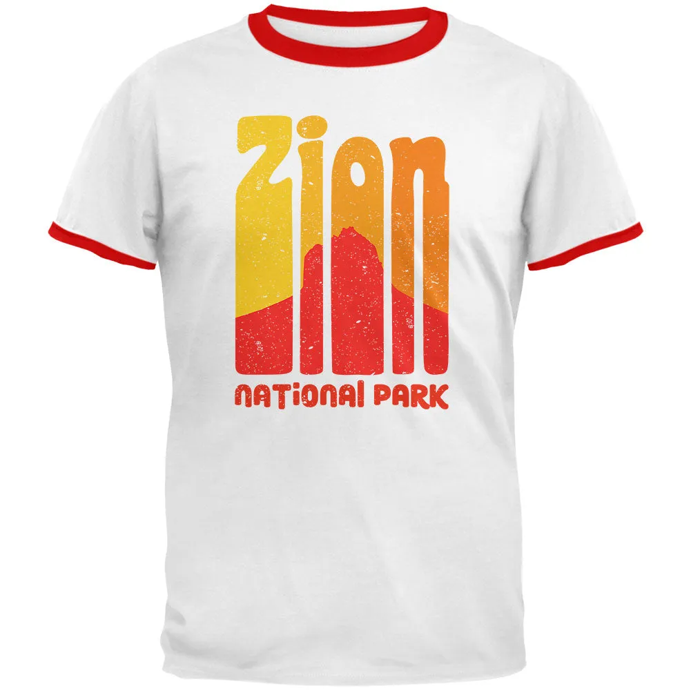 National Park Retro 70s Color Bars Zion Mens Ringer T Shirt sold by Old Glory