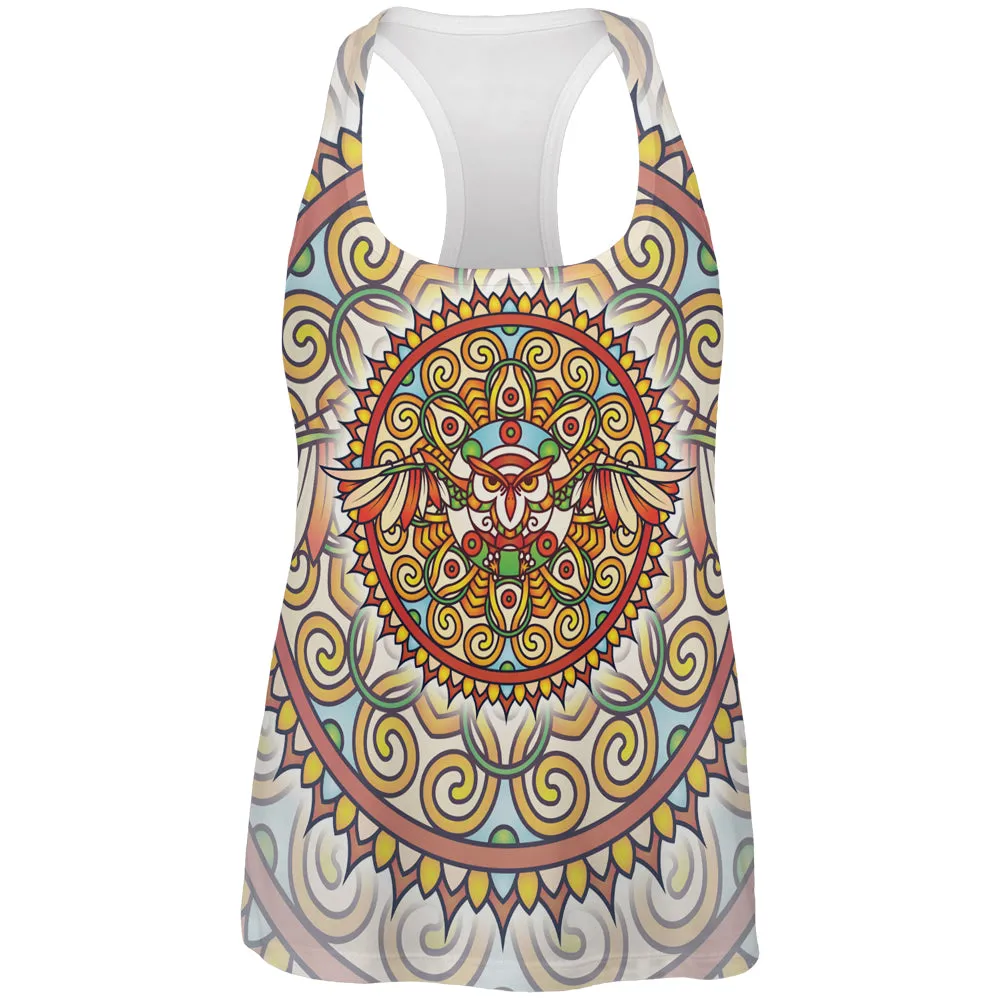 Mandala Trippy Stained Glass Owl All Over Womens Work Out Tank Top sold by Old Glory
