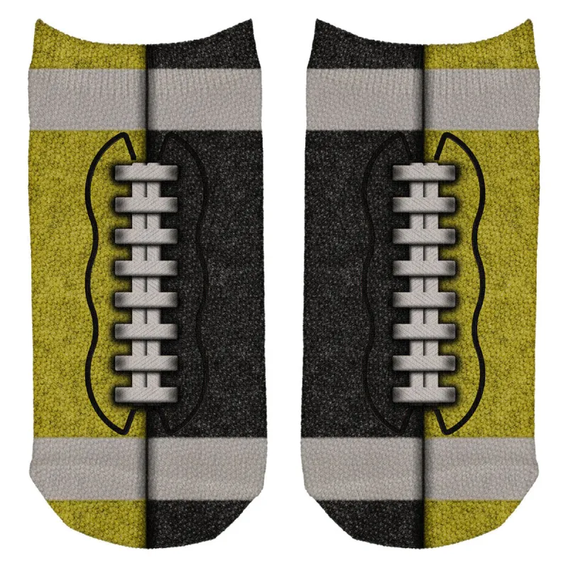Fantasy Football Team Yellow and Black All Over Adult Ankle Socks sold by Old Glory