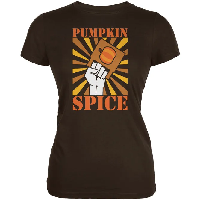 Autumn Fall Pumpkin Spice Revolution Raised Fist Juniors Soft T Shirt sold by Old Glory