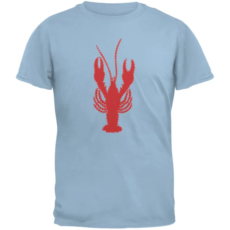 Summer - Lobster Faux Stitched Light Blue Adult T-Shirt sold by Old Glory
