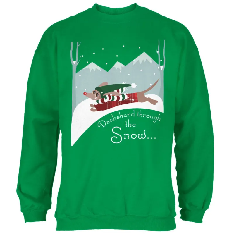 Christmas Dachshund Dashing Through the Snow Mens Sweatshirt sold by Old Glory