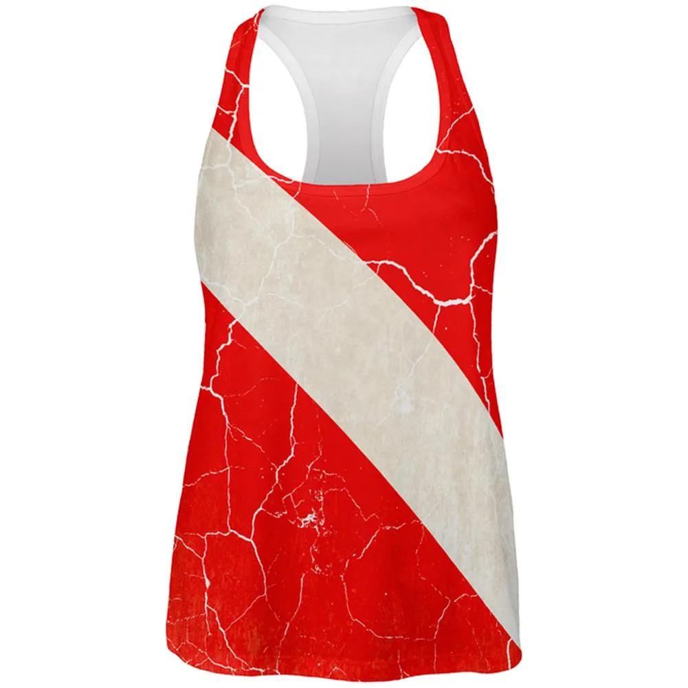 Diver Down Distressed Weathered Flag All Over Womens Work Out Tank Top sold by Old Glory