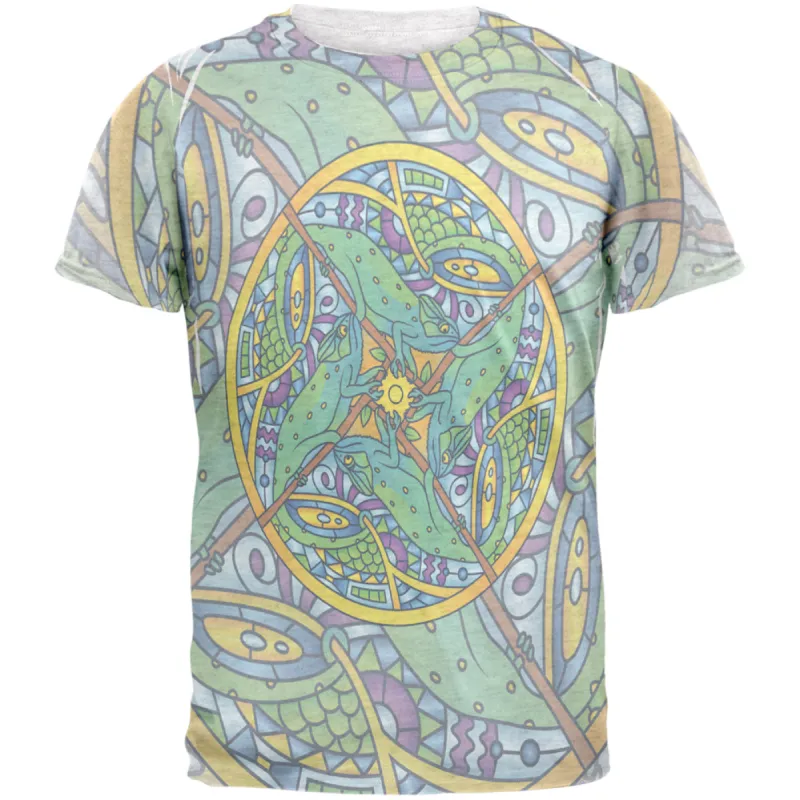 Mandala Trippy Stained Glass Chameleon Mens T Shirt sold by Old Glory