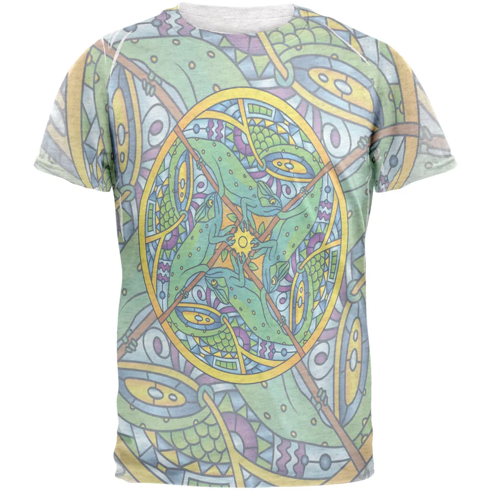 Mandala Trippy Stained Glass Chameleon Mens T Shirt sold by Old Glory
