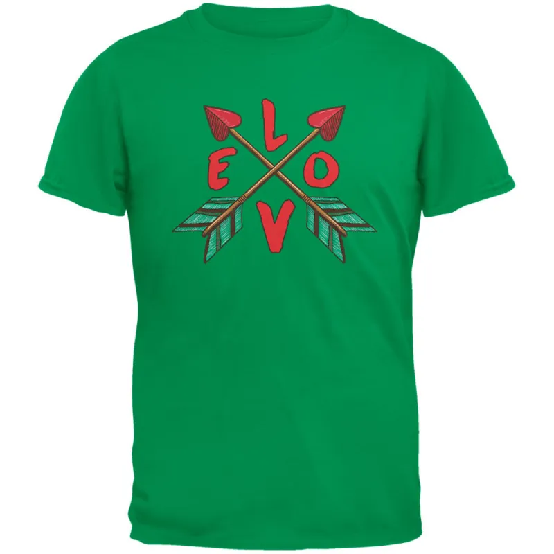 Crossed Love Arrows Irish Green Adult T-Shirt sold by Old Glory