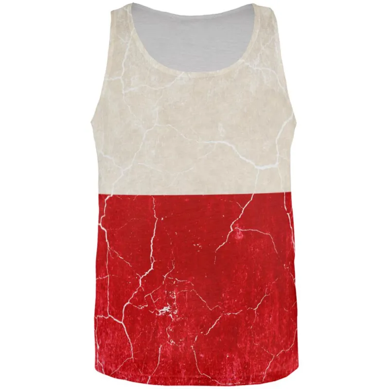 Distressed Grunge Polish Flag All Over Mens Tank Top sold by Old Glory