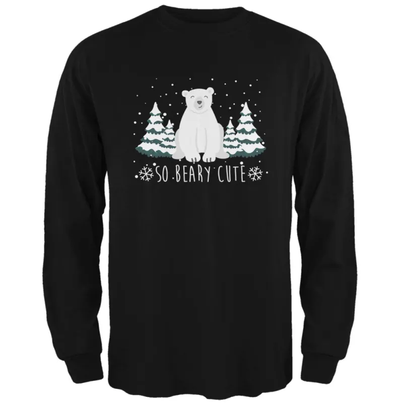 Winter So Beary Very Cute Polar Bear Pun Mens Long Sleeve T Shirt sold by Old Glory