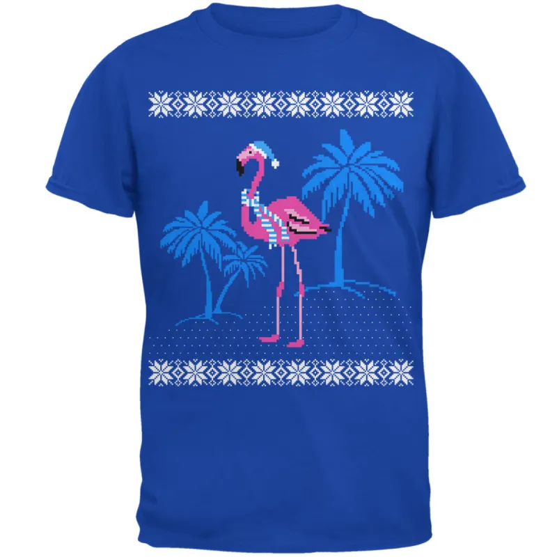 Flamingo Winter Ugly Christmas Sweater Mens Soft T Shirt sold by Old Glory