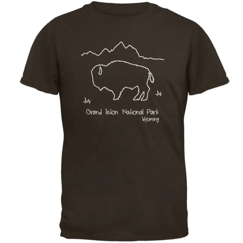 National Park Grand Teton Buffalo Mens T Shirt sold by Old Glory