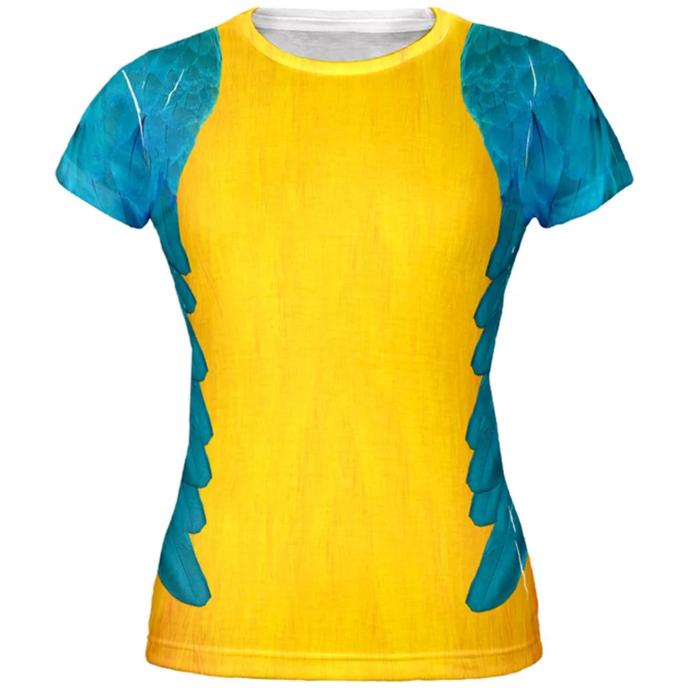 Halloween Blue & Yellow Parrot Macaw Costume All Over Juniors T-Shirt sold by Old Glory