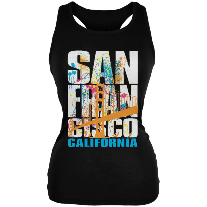 White Splash San Francisco California Juniors Soft Tank Top sold by Old Glory