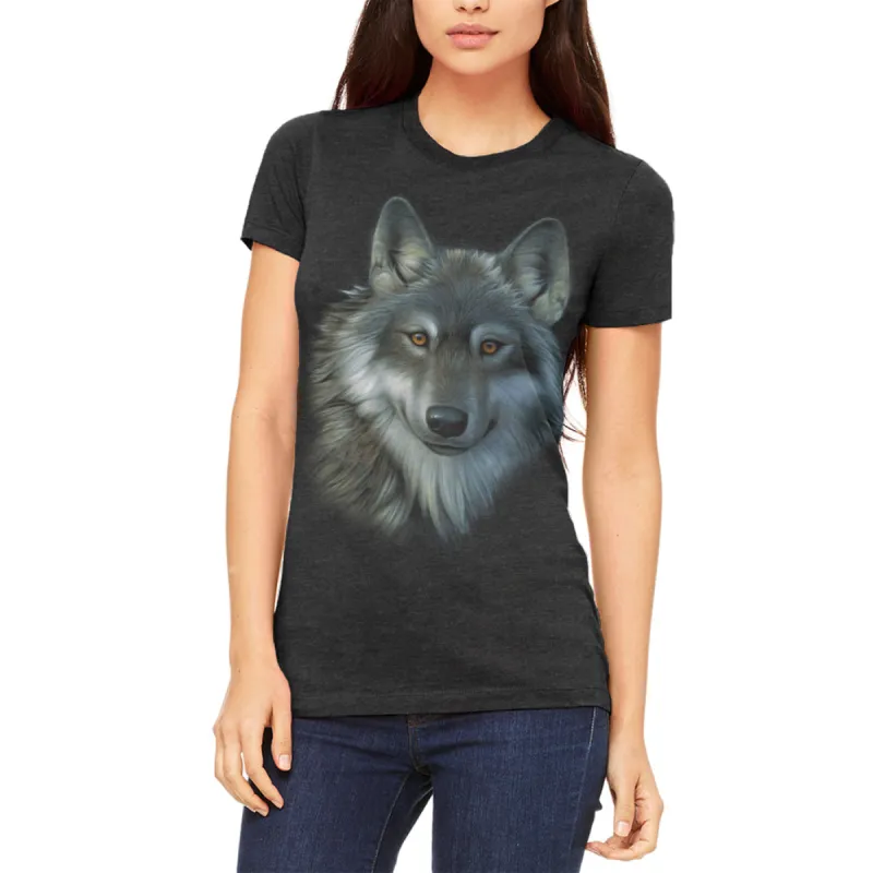 Timber Wolf Face Juniors Soft T Shirt sold by Old Glory