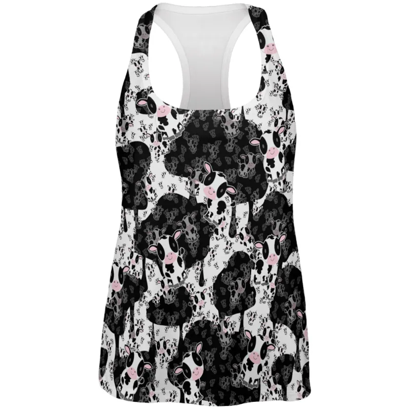 Cute Mad Cow Pattern All Over Womens Work Out Tank Top sold by Old Glory