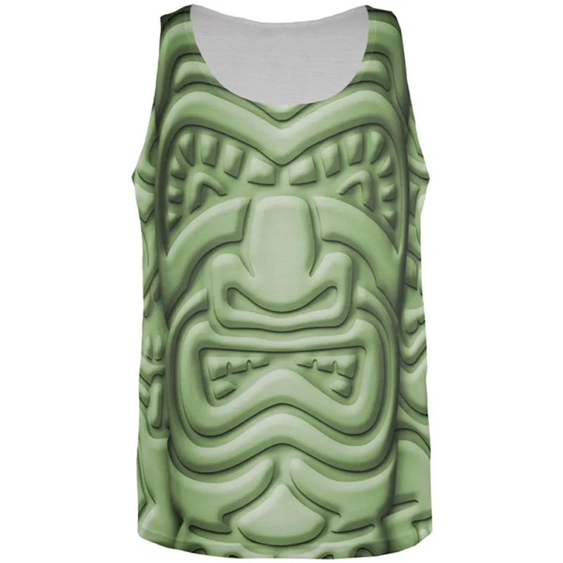 Tiki God Green Face Luau All Over Mens Tank Top sold by Old Glory