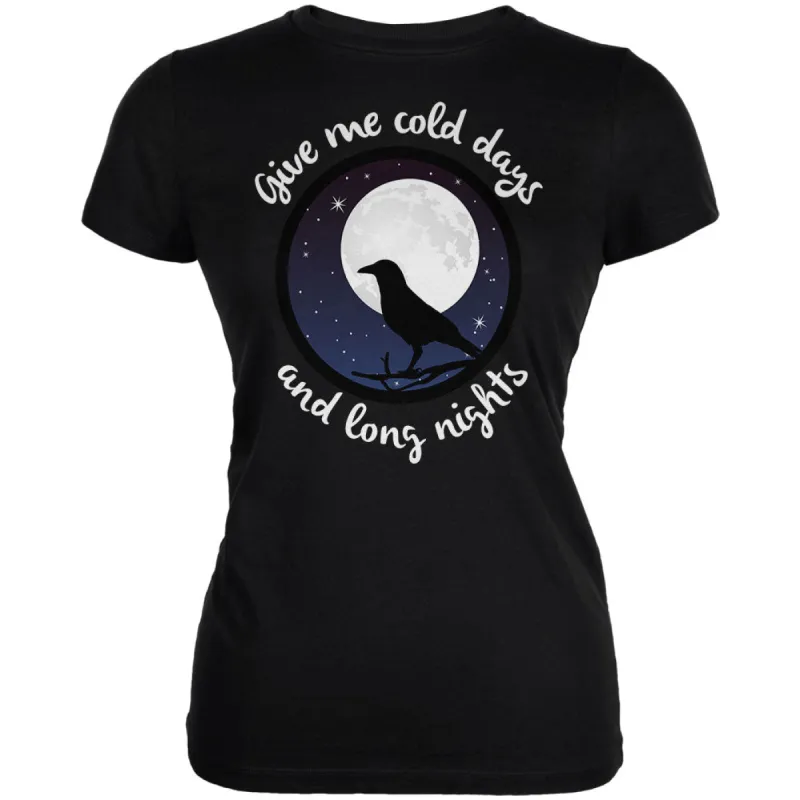 Cold Days Long Nights Fall Moon Raven Juniors Soft T Shirt sold by Old Glory