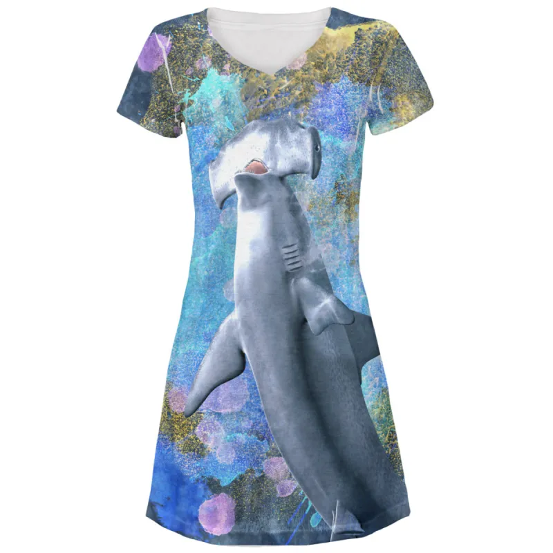 Hammerhead Distressed Splatter All Over Juniors V-Neck Dress sold by Old Glory