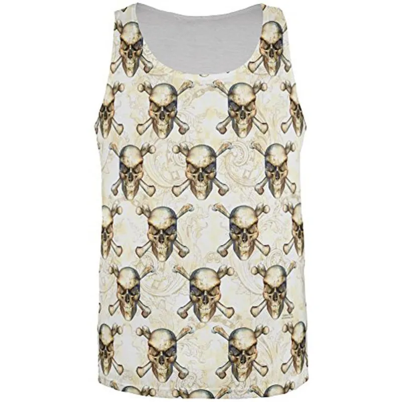 Skull & Crossbones Pattern All Over Mens Tank Top sold by Old Glory