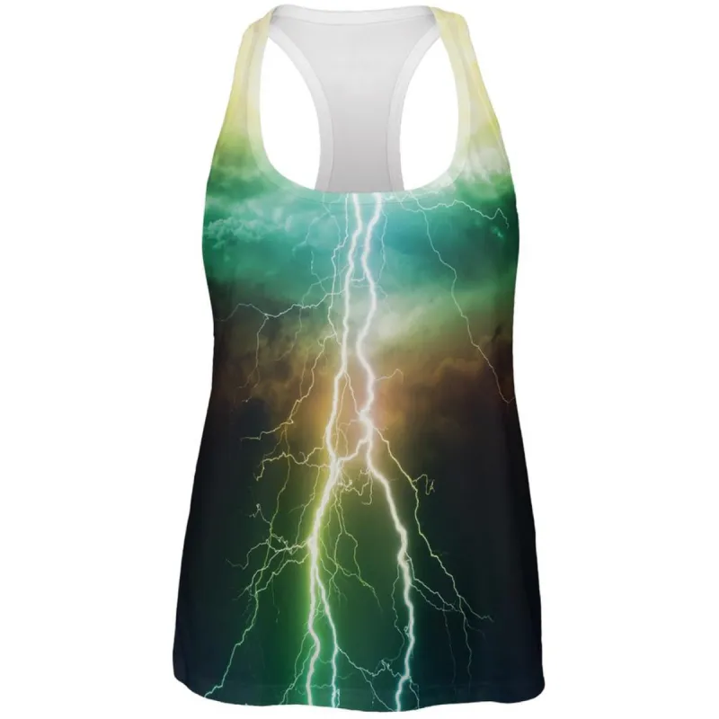 Colorful Lightning All Over Womens Racerback Tank Top made by Old Glory