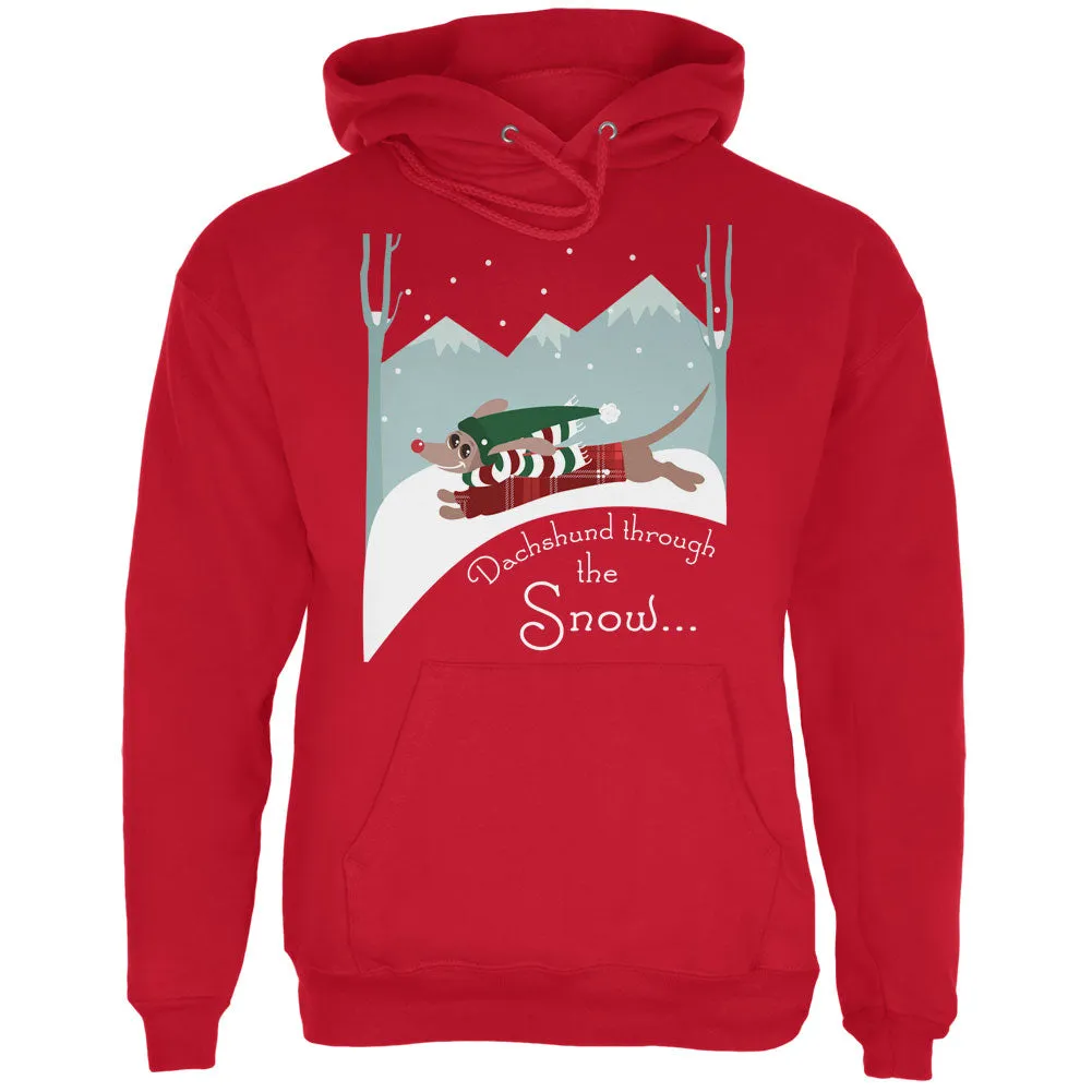 Christmas Dachshund Dashing Through the Snow Mens Hoodie sold by Old Glory