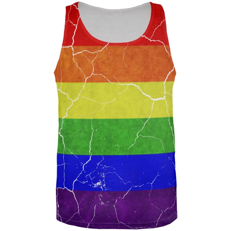 Distressed Gay Pride Flag All Over Mens Tank Top sold by Old Glory