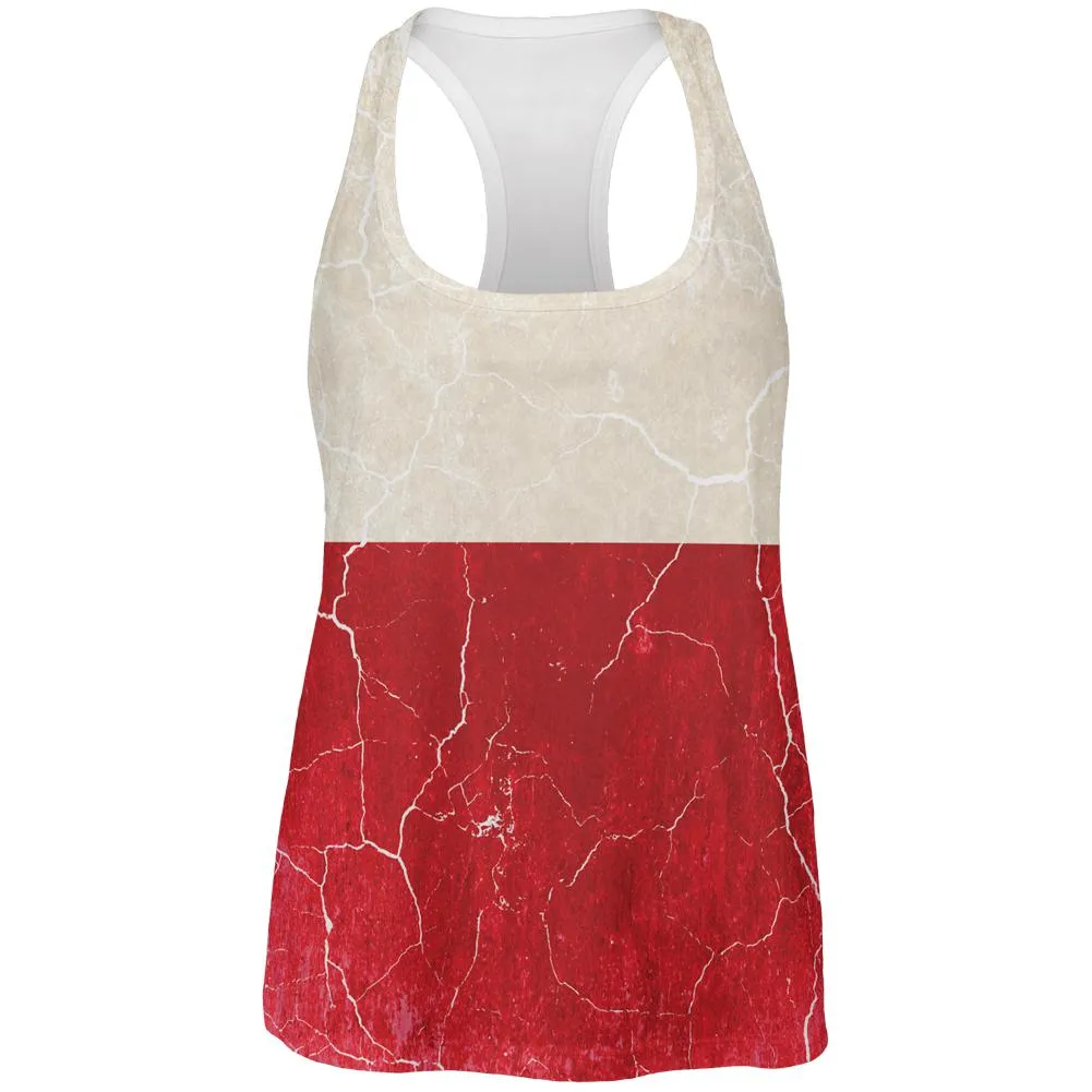 Distressed Grunge Polish Flag All Over Womens Work Out Tank Top sold by Old Glory