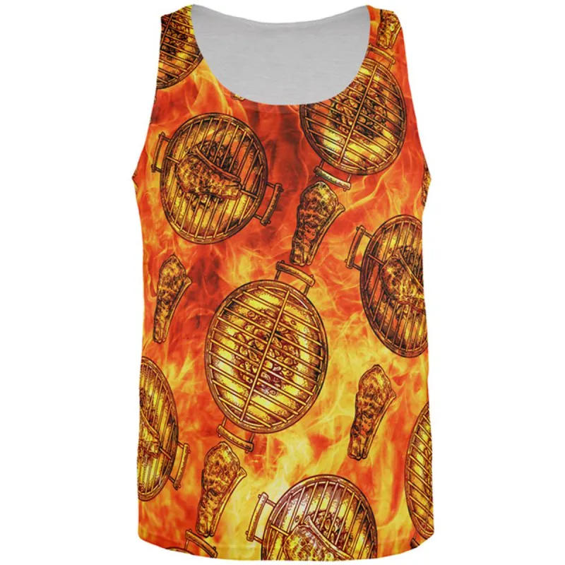 Flaming Hot Charcoal Grilled Steak Pattern All Over Mens Tank Top sold by Old Glory