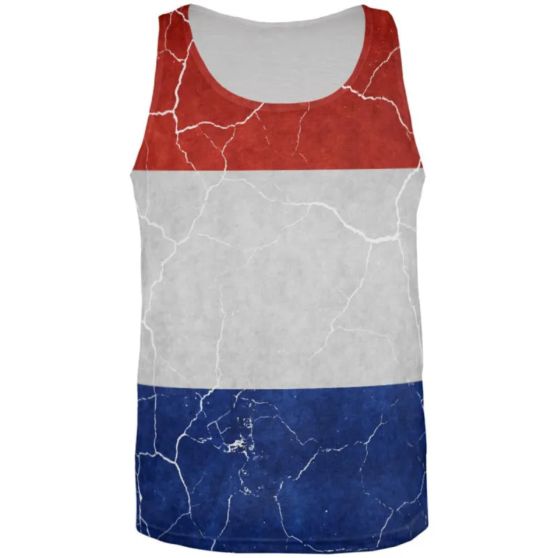 Distressed Netherlands Flag All Over Mens Tank Top sold by Old Glory