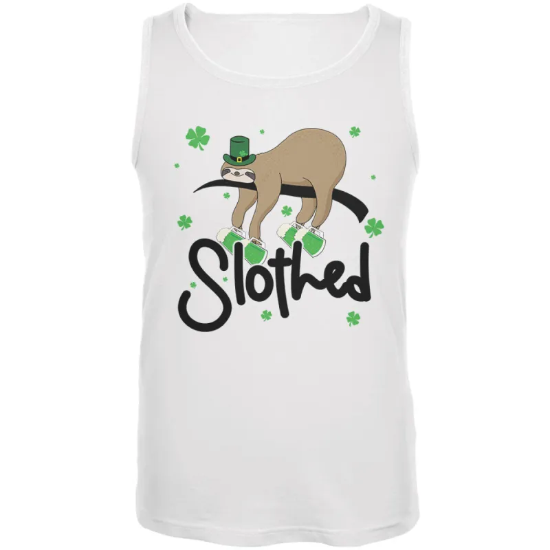 St. Patrick's Day Slothed Sloth Sloshed Drinking Mens Tank Top sold by Old Glory