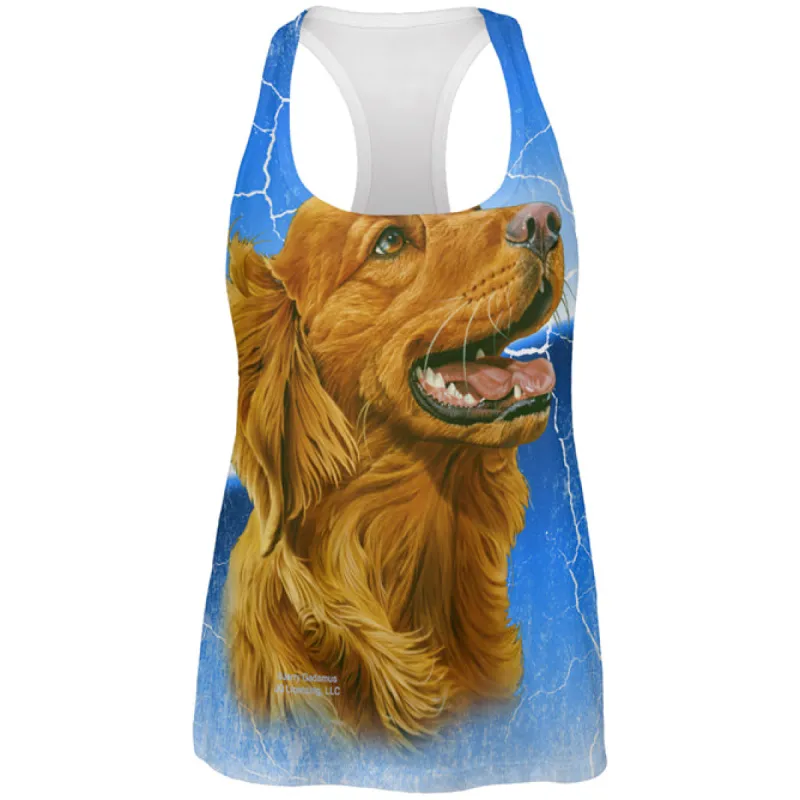 Golden Retriever Live Forever All Over Womens Work Out Tank Top sold by Old Glory