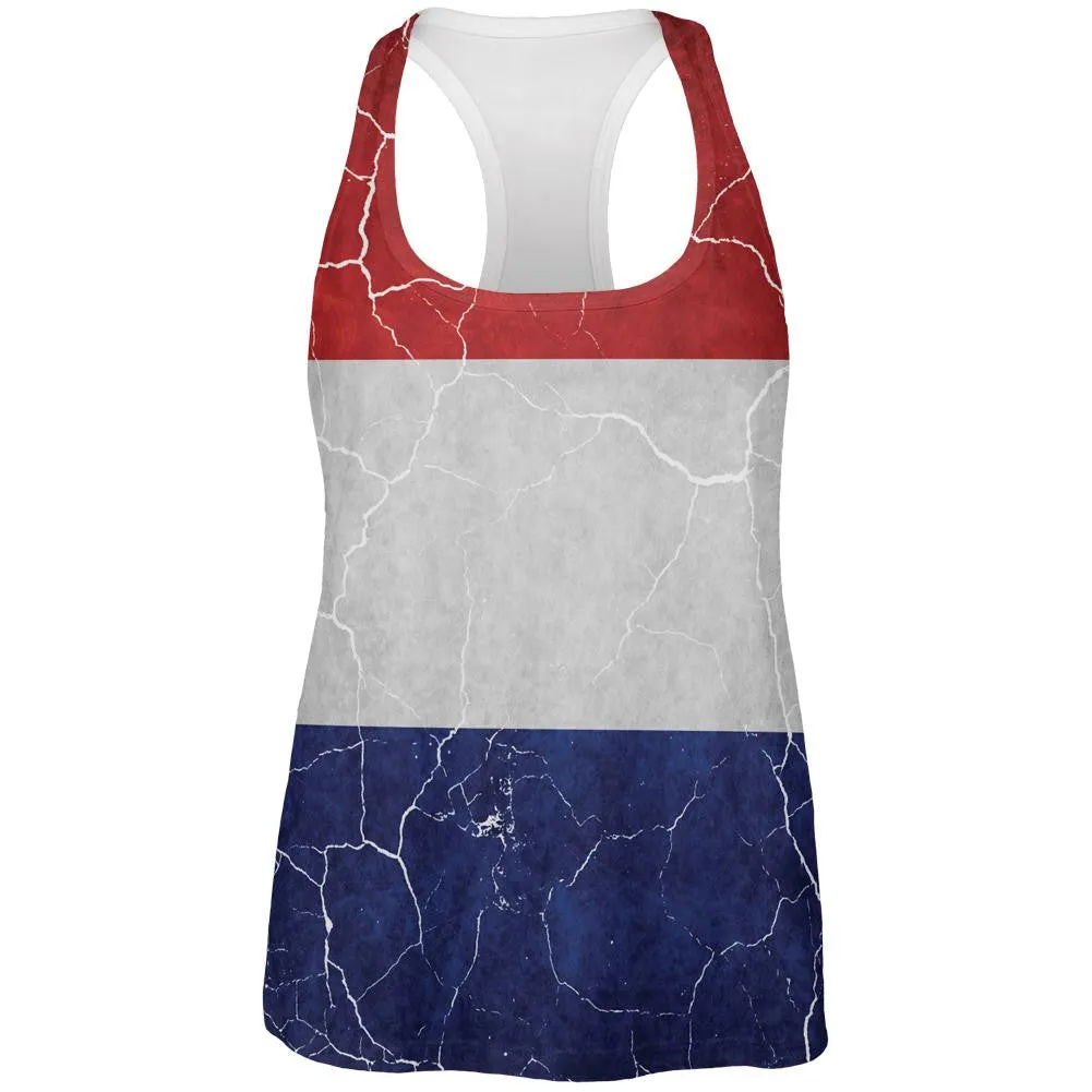 Distressed Netherlands Flag All Over Womens Work Out Tank Top sold by Old Glory