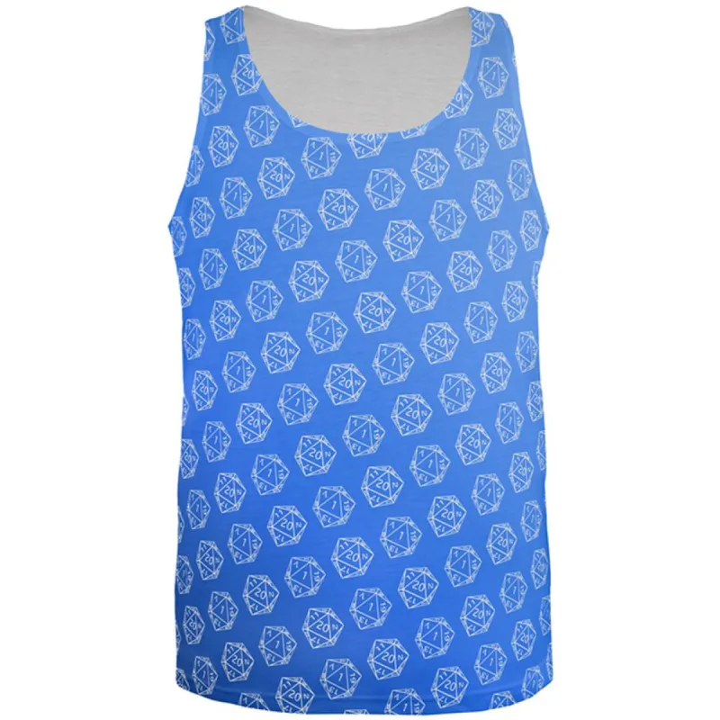 D20 Gamer Critical Hit and Fumble Blue Pattern All Over Mens Tank Top sold by Old Glory