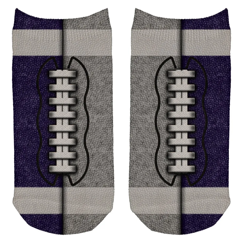 Fantasy Football Team Navy and Grey All Over Adult Ankle Socks sold by Old Glory