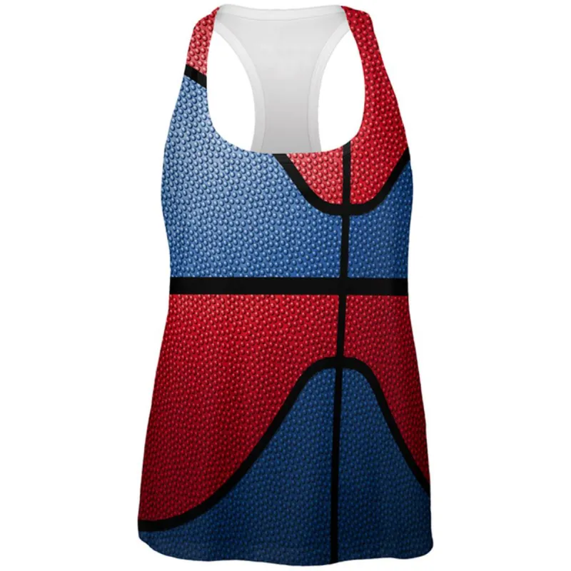 Championship Basketball Royal Blue & Red All Over Womens Work Out Tank Top sold by Old Glory
