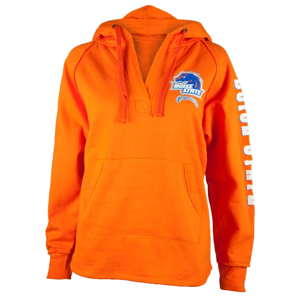 Boise State Broncos - Glitter Team Orange V-Neck Juniors Pullover Hoodie sold by Old Glory