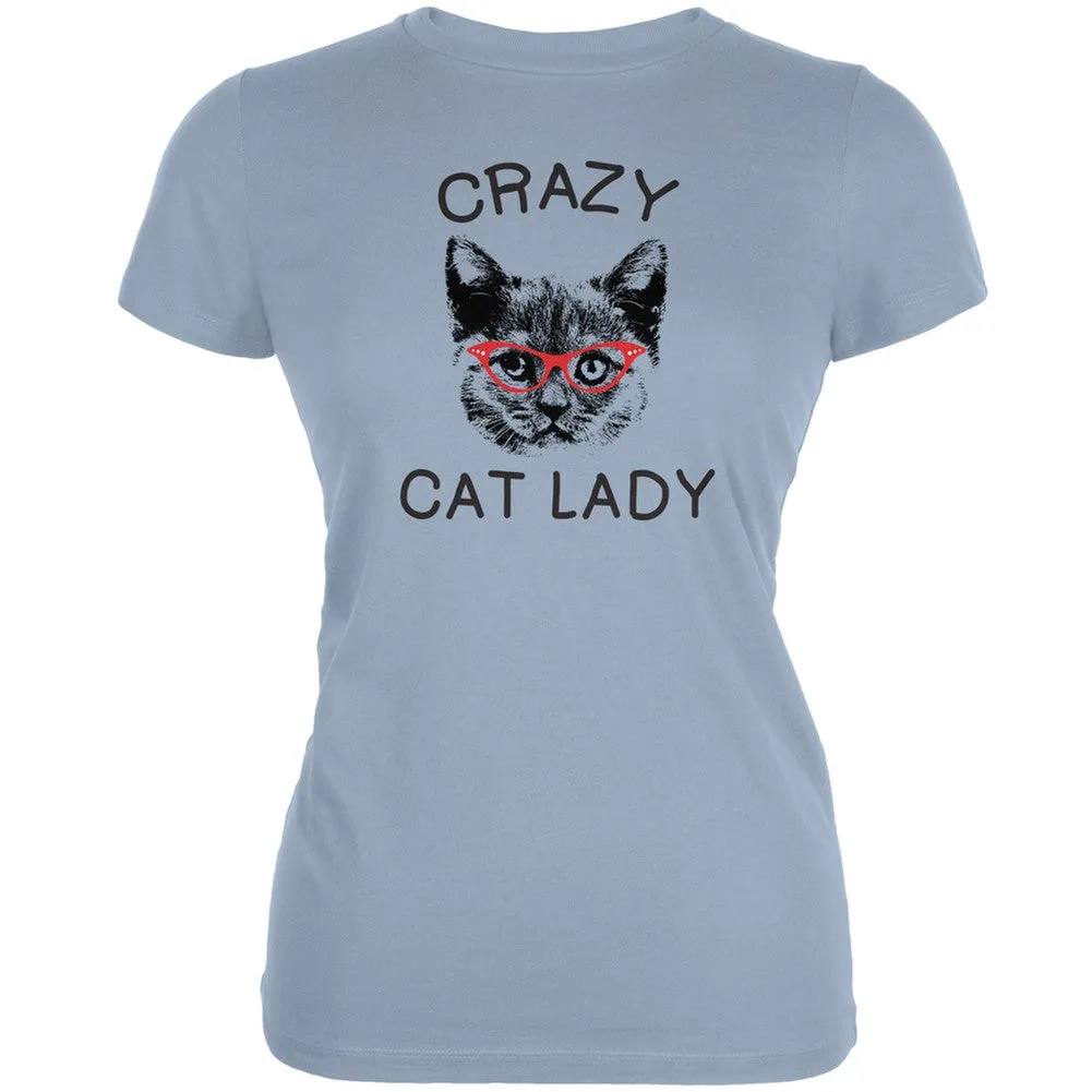 Crazy Cat Lady With Glasses Grey Soft Juniors T-Shirt sold by Old Glory