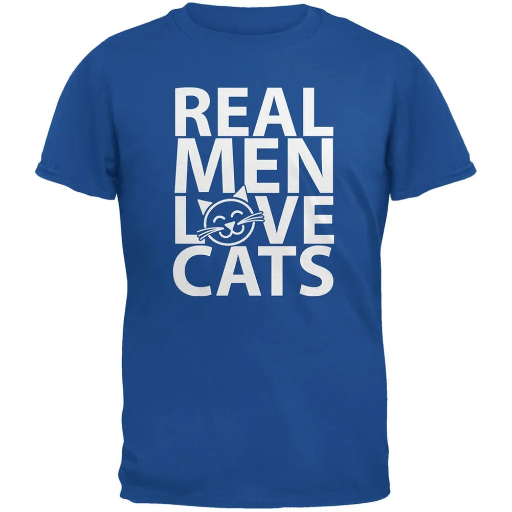 Valentine's Day - Real Men Love Cats Blue Adult T-Shirt sold by Old Glory