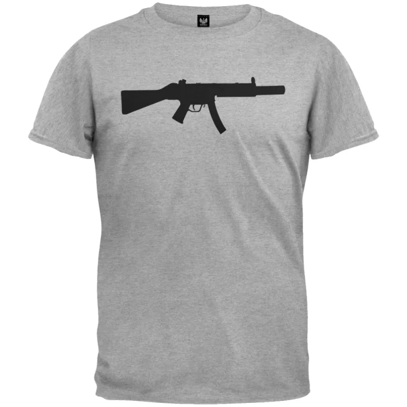Pistols - MP5 Silhouette Heather Grey T-Shirt sold by Old Glory